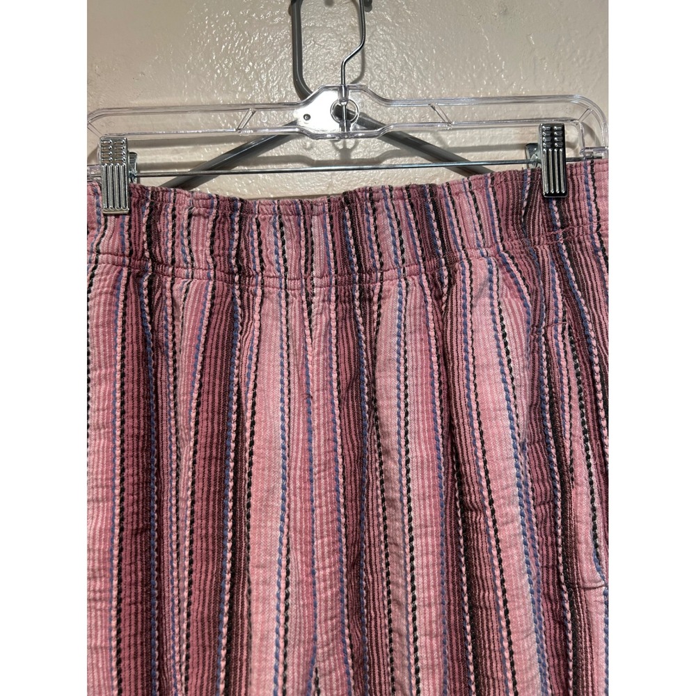 Free People Pink Striped Gauze Wide Leg days end Pant XL Boho Elastic Waist - Picture 3 of 9